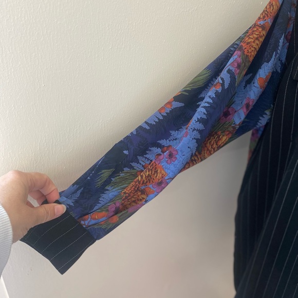 Koos Of Course! Navy Mixed Print Button Down Tunic Blouse - Picture 3 of 6